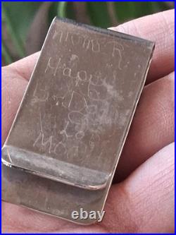 Vintg Native American Money Clip Old Pawn 925 Silver Turquoise Onyx Warrior Rare