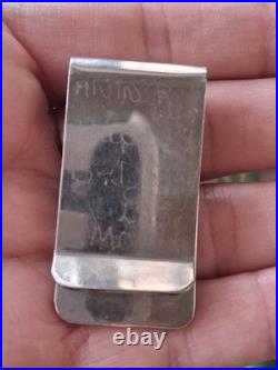 Vintg Native American Money Clip Old Pawn 925 Silver Turquoise Onyx Warrior Rare