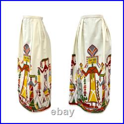 Vtg 50s Rare Native American Kachina Doll Cactus Joshua Tree Maxi Skirt