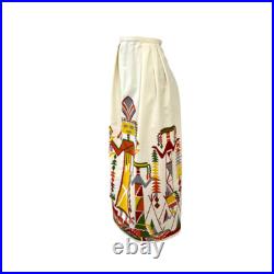 Vtg 50s Rare Native American Kachina Doll Cactus Joshua Tree Maxi Skirt