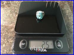 Vtg Carv Spider Web Turquoise Native American Chief Exquisite Sterling Ring Rare