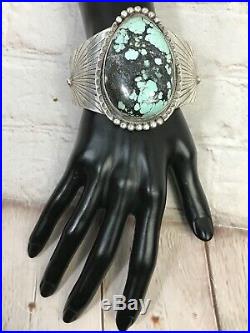 Vtg Huge Navajo Sterling Silver Hubei Turquoise Rare Cuff Bracelet 149g