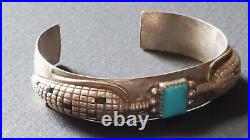 Vtg Native American Silver Turquoise Rare Corn Cob Cuff Bracelet