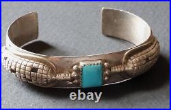 Vtg Native American Silver Turquoise Rare Corn Cob Cuff Bracelet