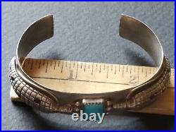 Vtg Native American Silver Turquoise Rare Corn Cob Cuff Bracelet