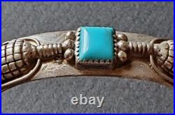 Vtg Native American Silver Turquoise Rare Corn Cob Cuff Bracelet