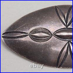 Vtg Navajo Sterling Hand Stamped Brooch Old Pawn Silver Pin Native American Rare