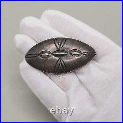 Vtg Navajo Sterling Hand Stamped Brooch Old Pawn Silver Pin Native American Rare