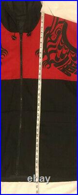 Vtg Nytom Makah Native American Totem Art Tribal Jacket Mens Sz L Red Black Rare