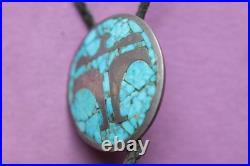 Vtg Rare Chief Shatka Bear Step Thunderbird Native American Western Bolo Tie
