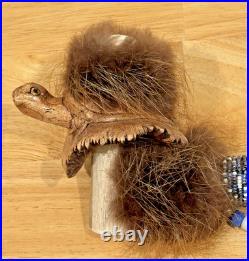 Vtg Rare HTF Native American Handmade Authentic 12 Carved Antler Turtle Pipe