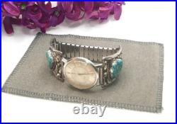 Vtg Rare W. DODSON Turquoise Watchband Sterling Navajo IHMSS Native American