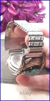 Vtg Rare W. DODSON Turquoise Watchband Sterling Navajo IHMSS Native American