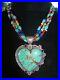 WOW-RARE-HUGE-Navajo-Turquoise-Multi-Stone-Heart-Pendant-NecklaceSilver-Cloud-01-ji