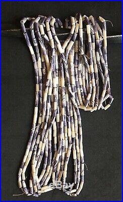 Wampum Beads 50 Piece Lot Drilled Native American Quahog Shell RARE PURPLE