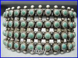 Wide Rare Vintage Navajo Cerrillos Turquoise Sterling Silver Bracelet