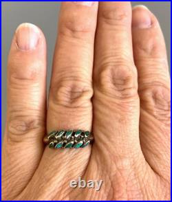 ZUNI REX Vintage Sterling Turquoise Carinated Double Row Needlepoint Ring 9 RARE