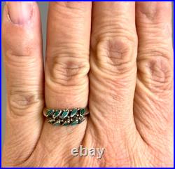 ZUNI REX Vintage Sterling Turquoise Carinated Double Row Needlepoint Ring 9 RARE