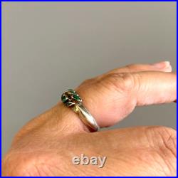 ZUNI REX Vintage Sterling Turquoise Carinated Double Row Needlepoint Ring 9 RARE