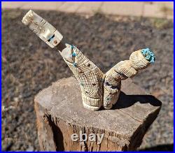 Zuni Fetish RARE Twin Corn Maiden Signed Native American Spirit Totem Elk Antler