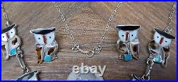 Zuni Indian PITKIN NATEWA Owl Necklace Earrings Set Unusual Rare, Pristine Cond