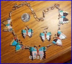 Zuni Indian TAMARA PINTO Butterfly Necklace + Earrings Rare, Pristine, Beautiful