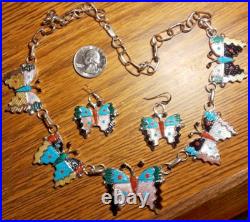 Zuni Indian TAMARA PINTO Butterfly Necklace + Earrings Rare, Pristine, Beautiful