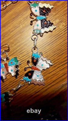 Zuni Indian TAMARA PINTO Butterfly Necklace + Earrings Rare, Pristine, Beautiful