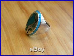 Zuni Inlay Bird Sterling Silver Ringh & L Barber Rare Collectable Sz 10-1/2