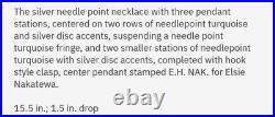 Zuni Native American Needle Point Turquoise Sterling Necklace Elsi Nakatewa RARE