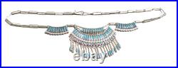 Zuni Native American Needle Point Turquoise Sterling Necklace Elsi Nakatewa RARE