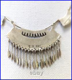 Zuni Native American Needle Point Turquoise Sterling Necklace Elsi Nakatewa RARE