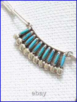 Zuni Native American Needle Point Turquoise Sterling Necklace Elsi Nakatewa RARE