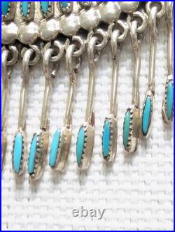 Zuni Native American Needle Point Turquoise Sterling Necklace Elsi Nakatewa RARE