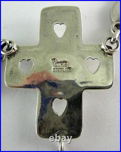 (rare) Rodney Coriz Sterling Silver Coral & Turquoise Heart/cross Necklace 38.8g